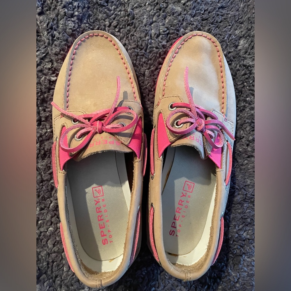 Sperry Tan and Pink Top-Sider Shoes